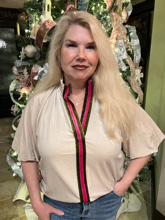 Champagne Velvet Top