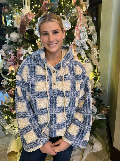 Sherpa Blue Plaid Hoddie
