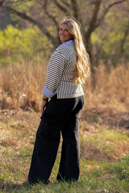 Black Washed Cargo Jeans