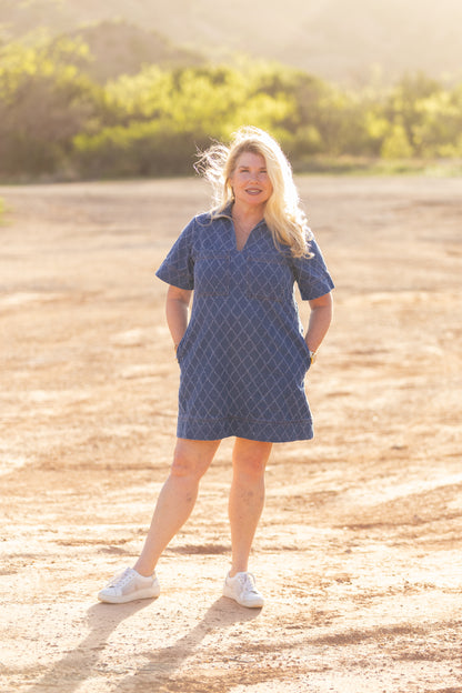 Diamond Stitch Denim Dress