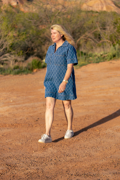 Diamond Stitch Denim Dress