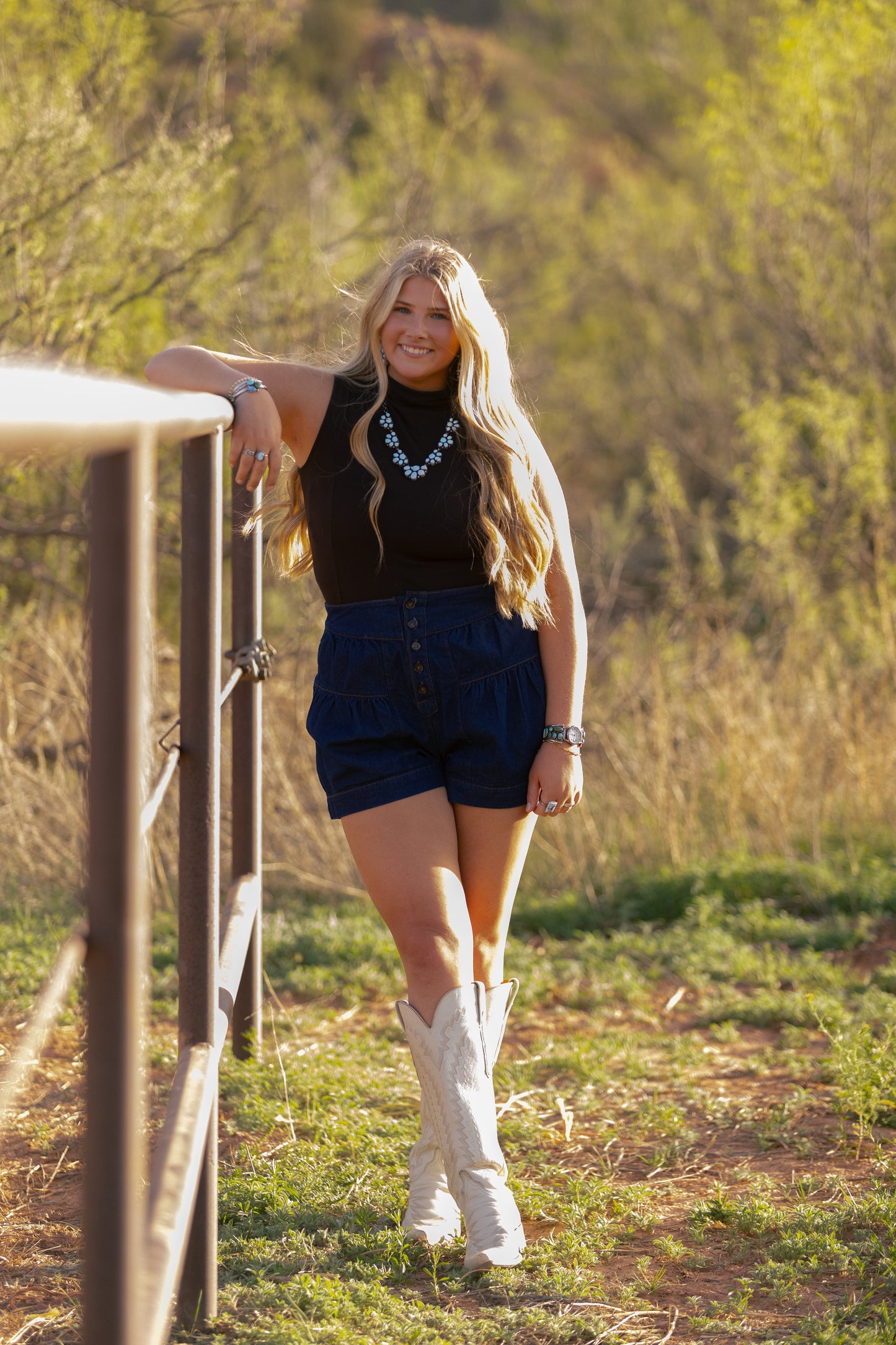 5 Button Denim Shorts