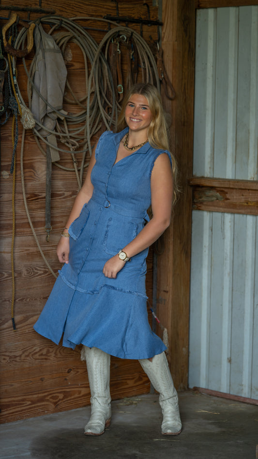 Frayed Denim Dress