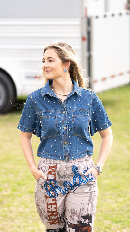 Pearl Denim Crop