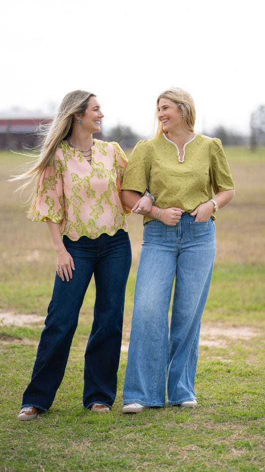 Floral Textured Pearl Top