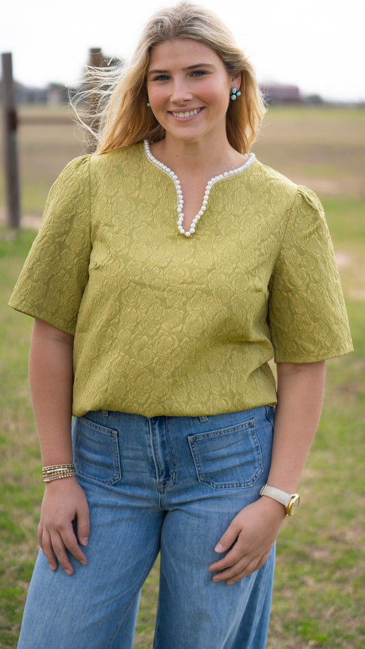 Floral Textured Pearl Top