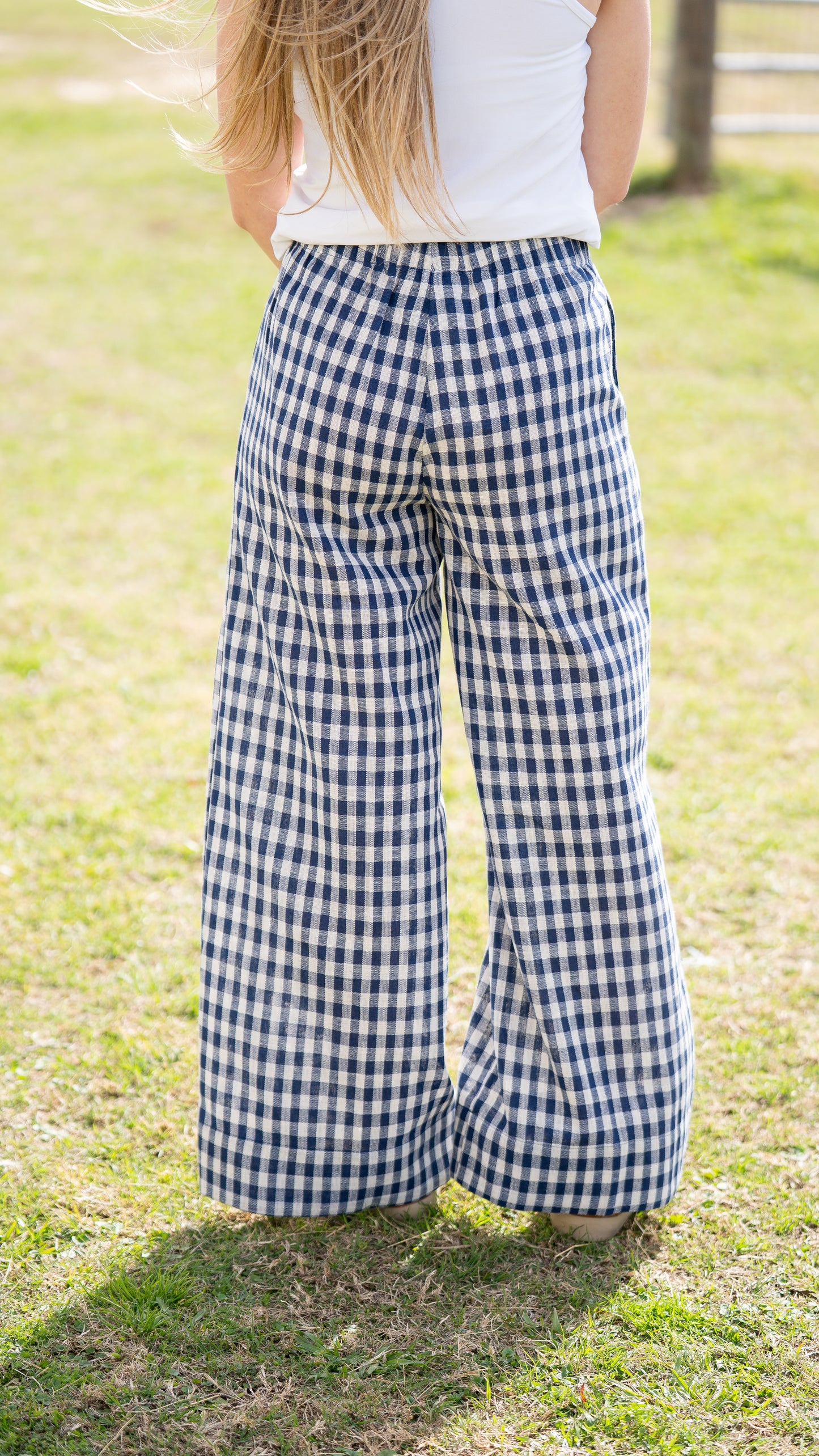 Navy Gingham Pants
