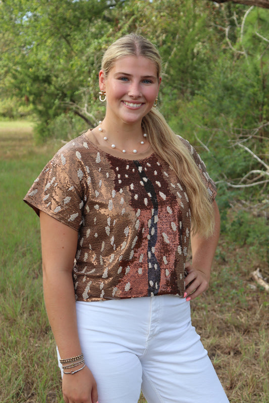 Queen Of Sparkles Sequin Deer Tee