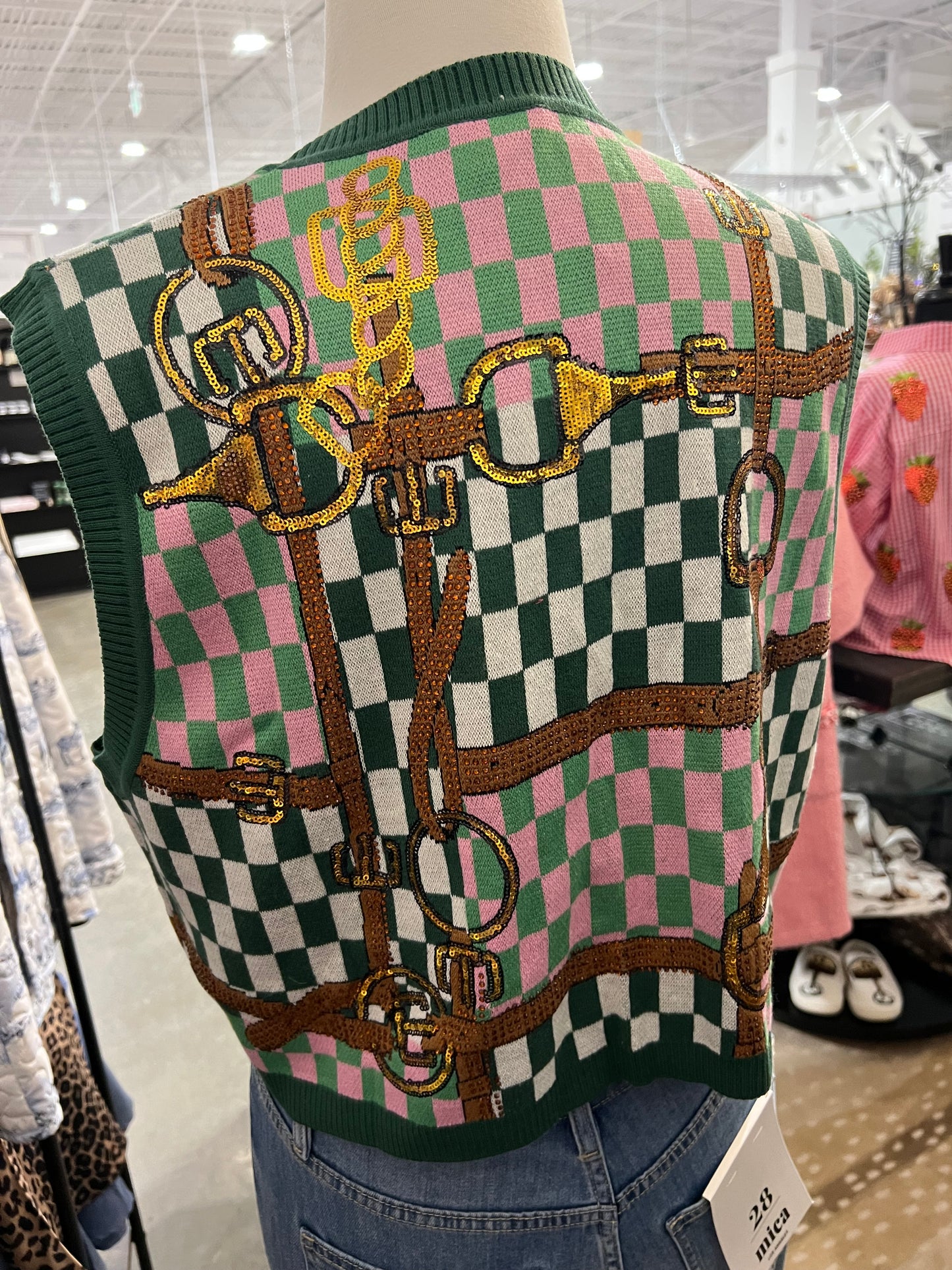 Queen Of Sparkles Checkered Horse Bit Vest