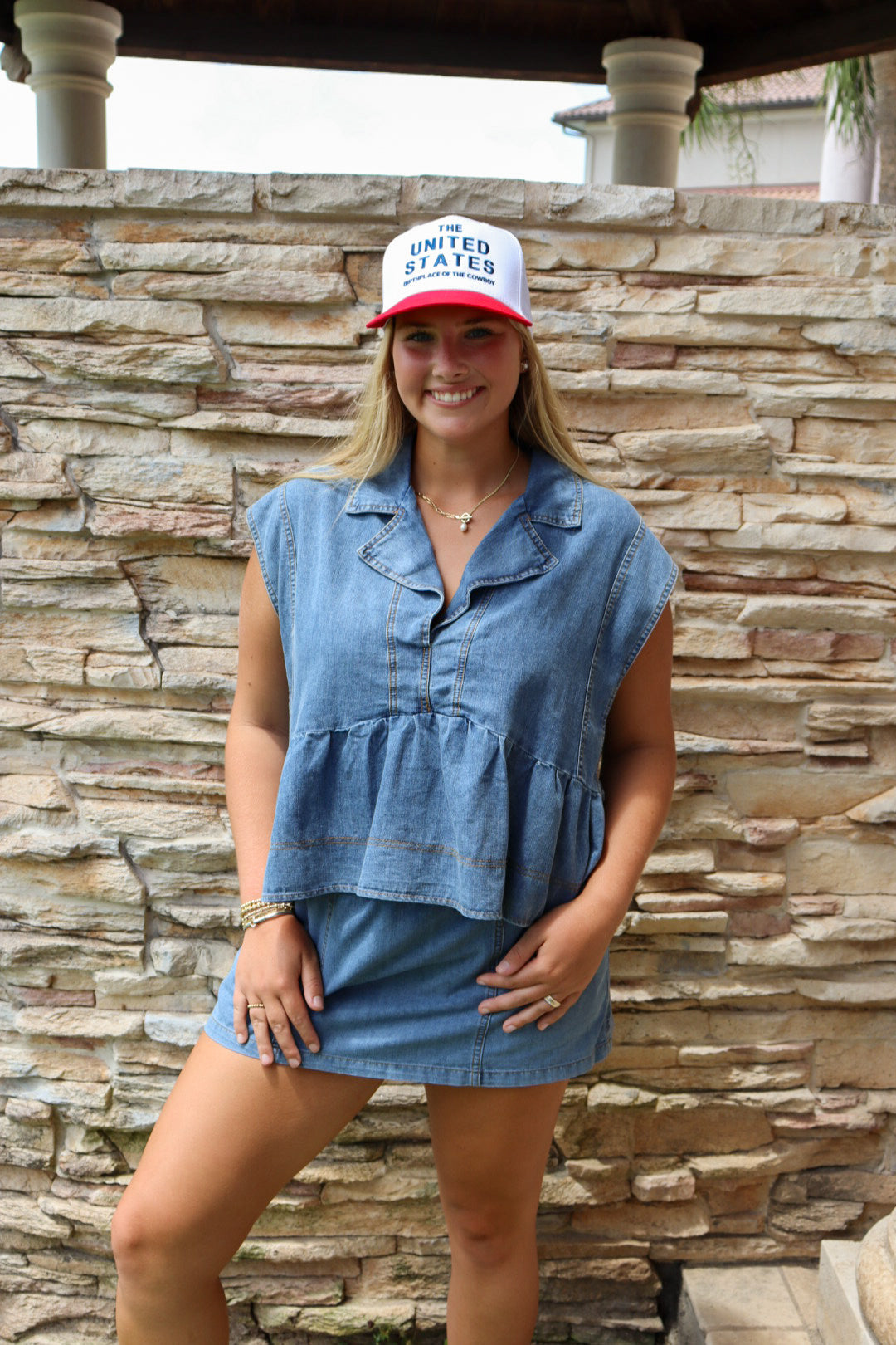Denim Ruffle Top