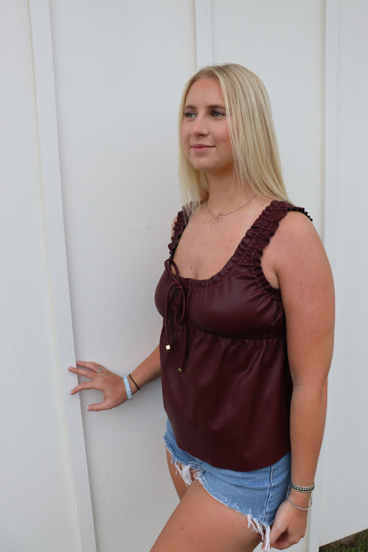 Gathered Leather Tank