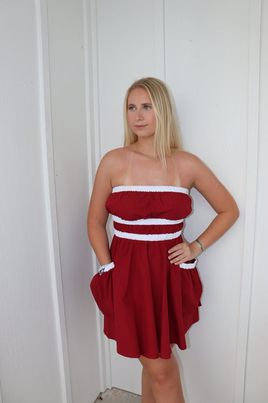 Maroon & White Athletic Dress