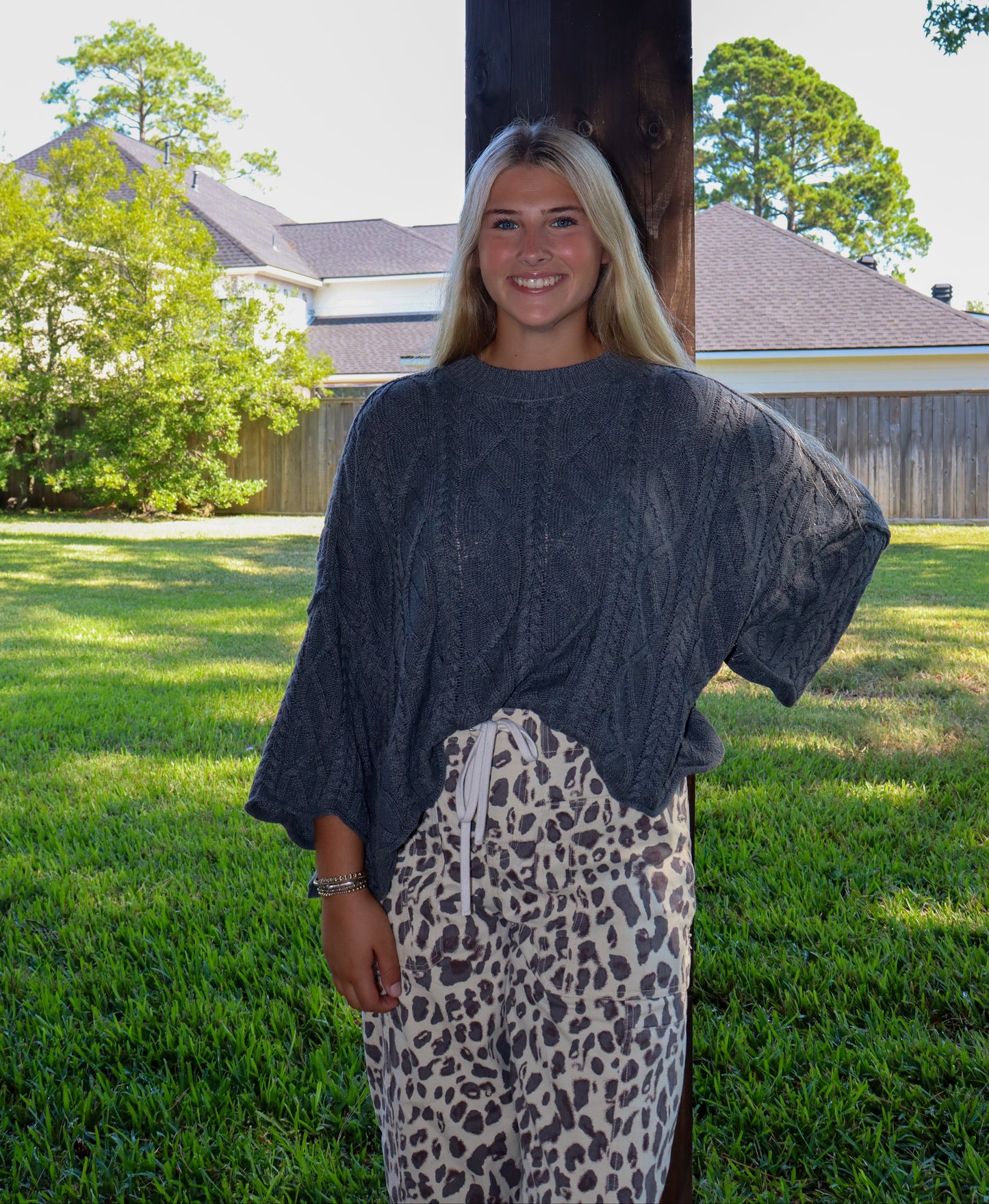 Charcoal Knit Sweater Top