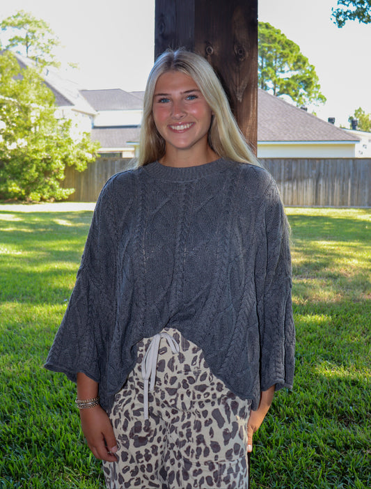 Charcoal Knit Sweater Top