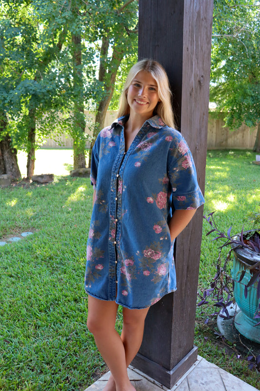 Floral Denim Dress