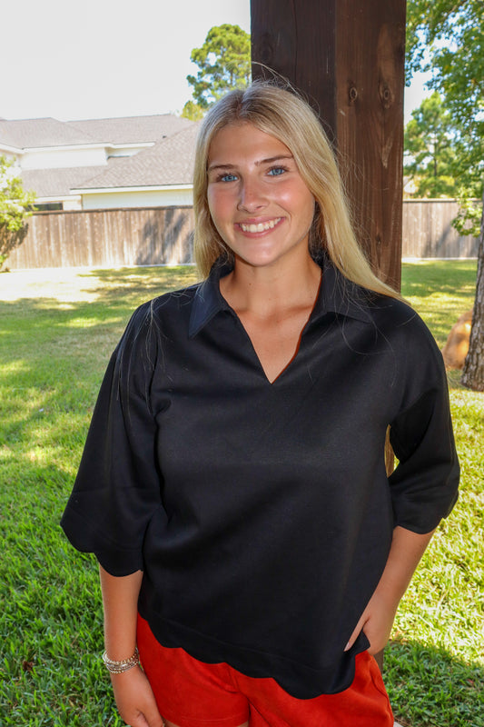 Black Scalloped Edge Top