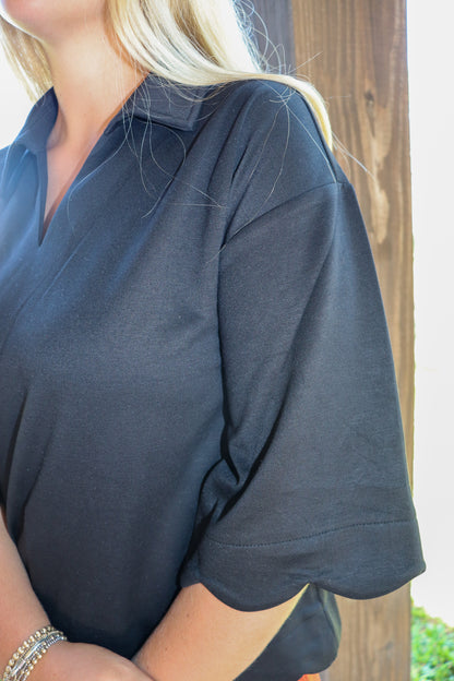 Black Scalloped Edge Top