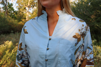 Brass Button Floral Top