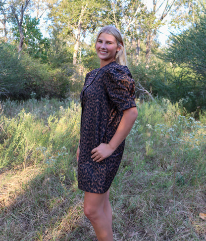 Cheetah Gold Button Dress