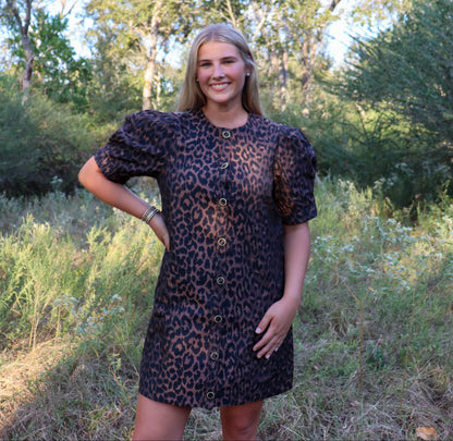 Cheetah Gold Button Dress