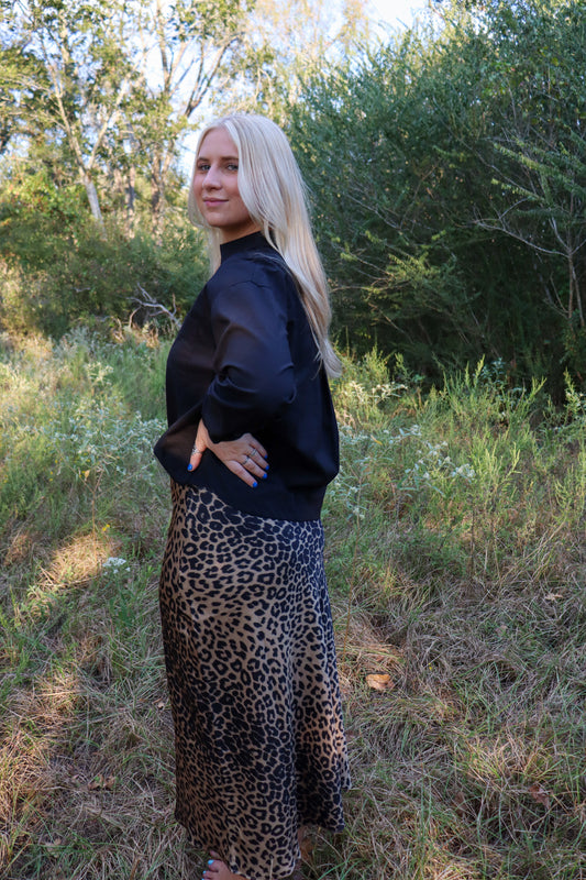 Satin Leopard Skirt
