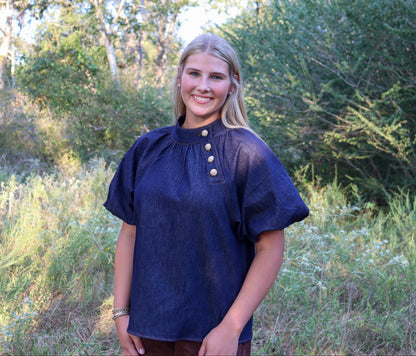 Gold Button Denim Top
