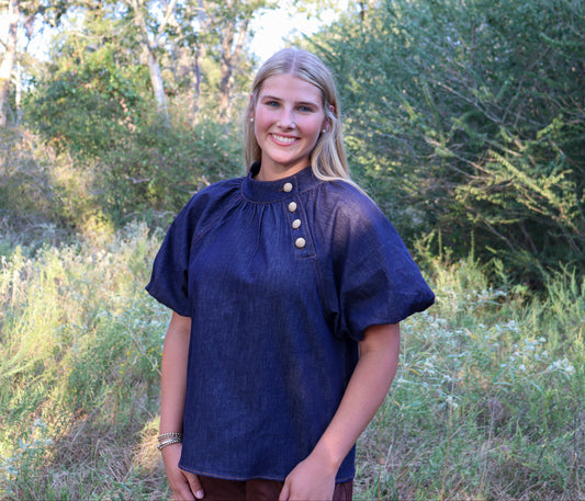 Gold Button Denim Top