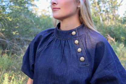 Gold Button Denim Top