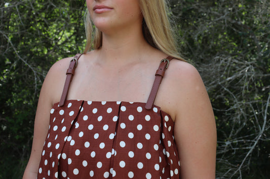 Leather Strap Polka Dot Dress