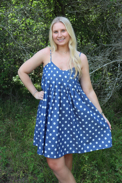 Denim Polka Dot Dress