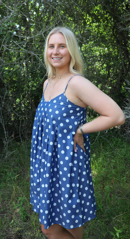 Denim Polka Dot Dress