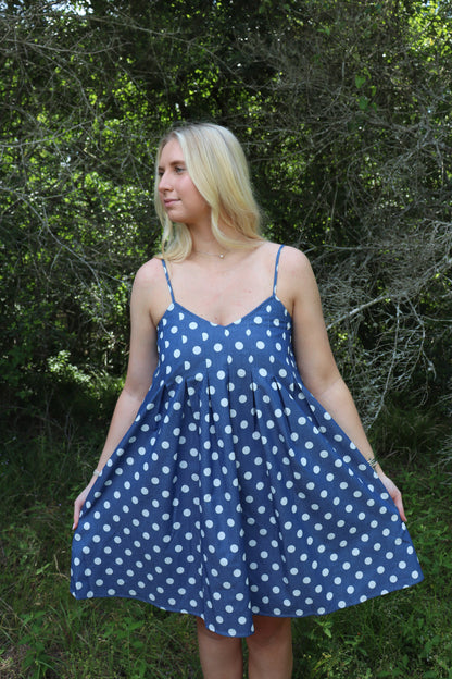 Denim Polka Dot Dress