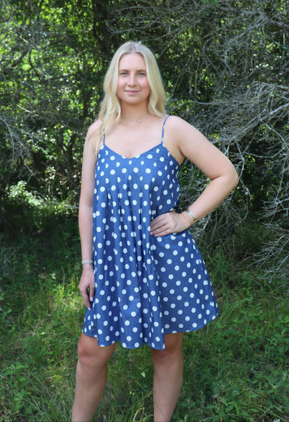 Denim Polka Dot Dress