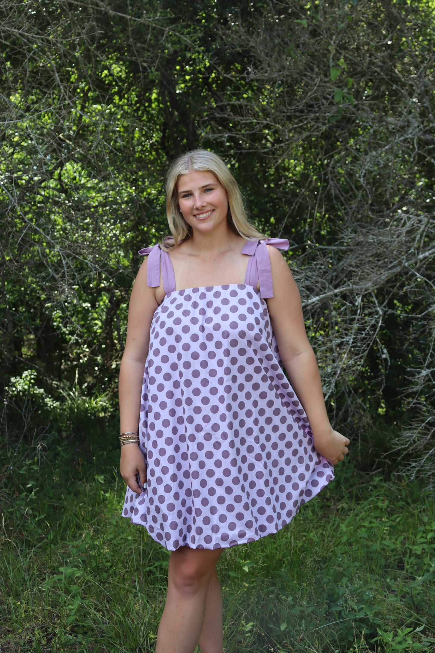 Purple on Purple Polka Dot Dress