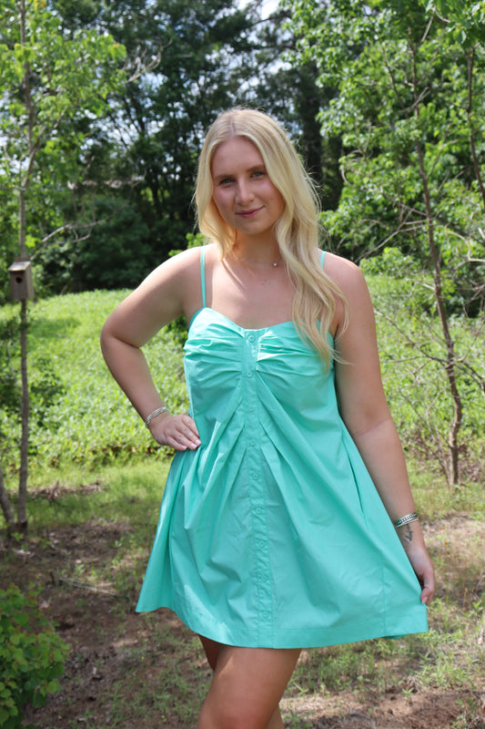 Seafoam Button dress