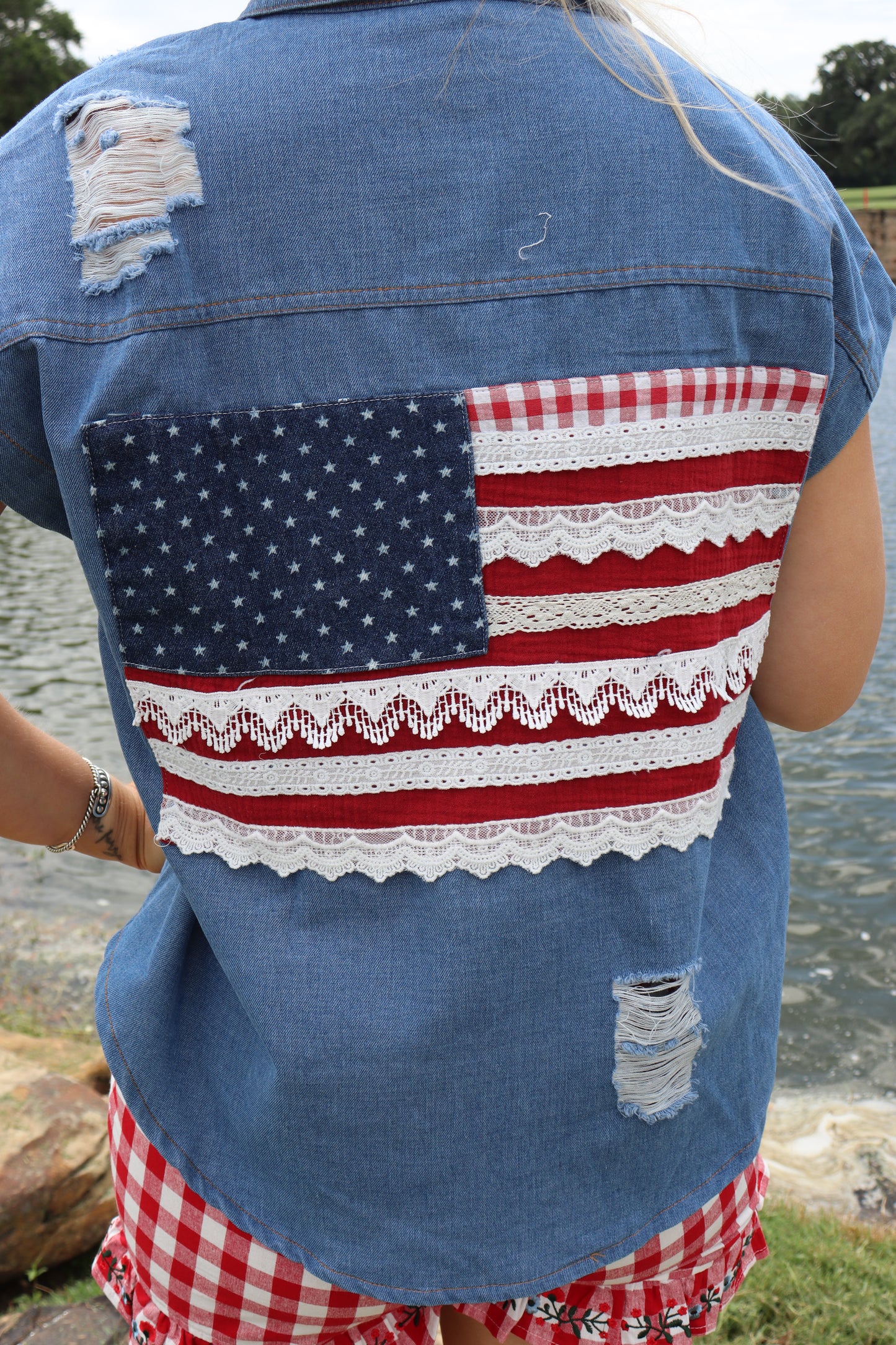 Denim Flag Top