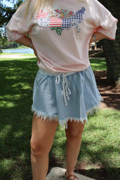 Frayed Denim Skort