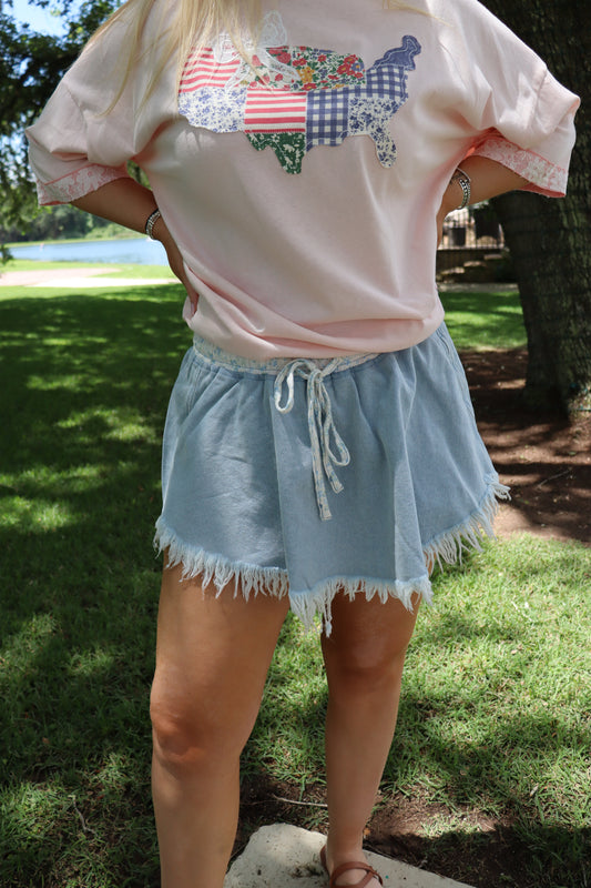 Frayed Denim Skort