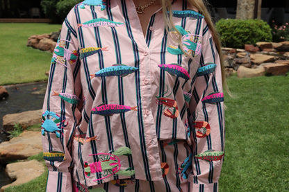 Queen Of Sparkles Light Pink Stripe Sea Creature Top