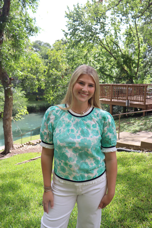 Seafoam Floral Top