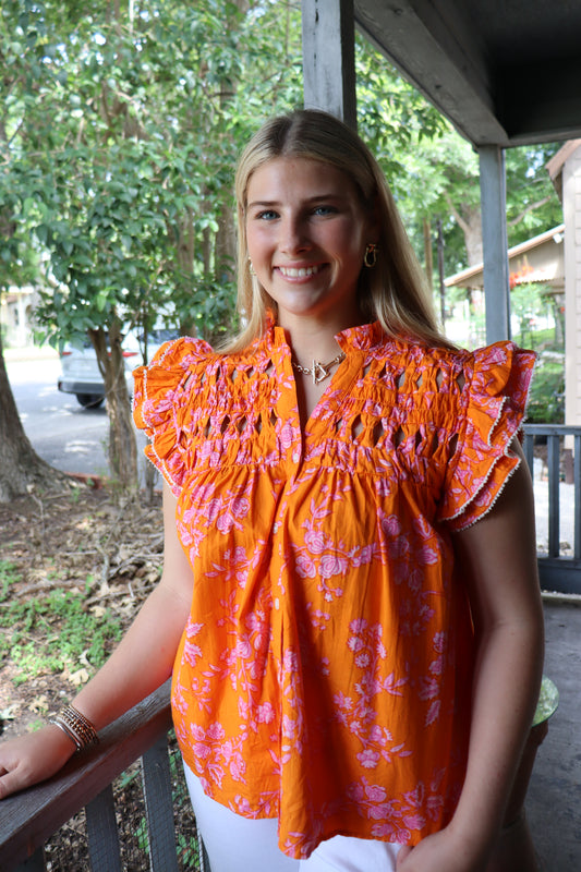Pink & Orange Floral Top
