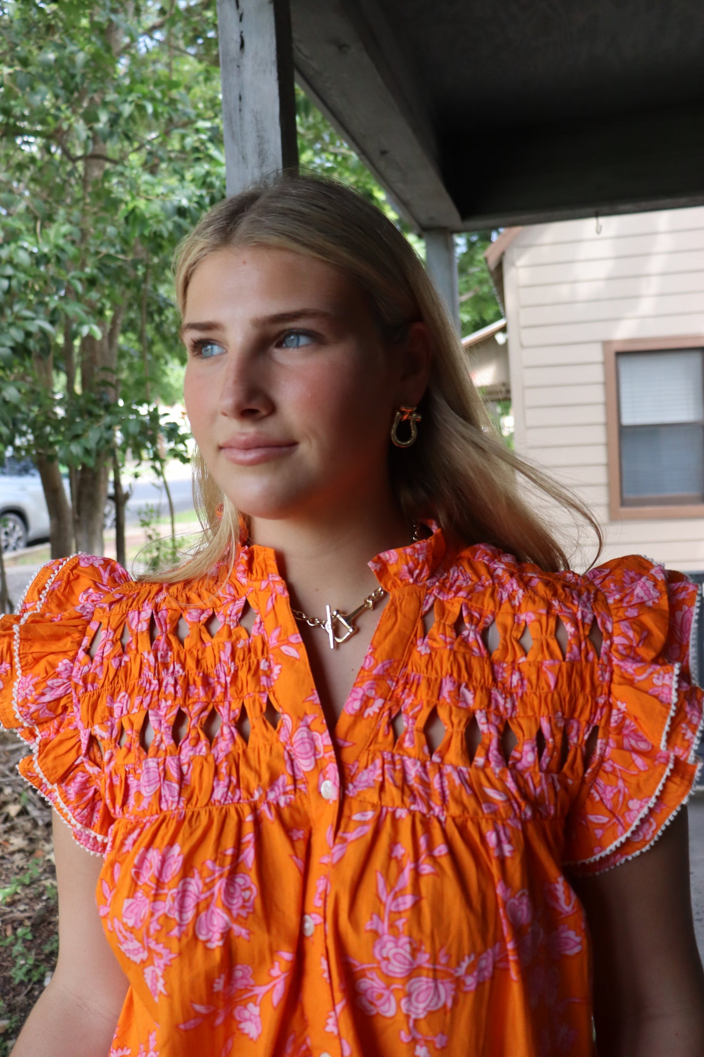 Pink & Orange Floral Top