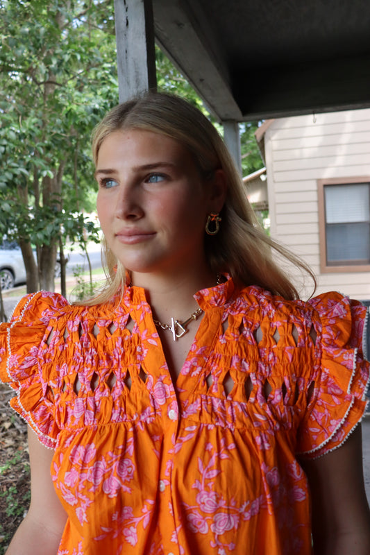 Pink & Orange Floral Top