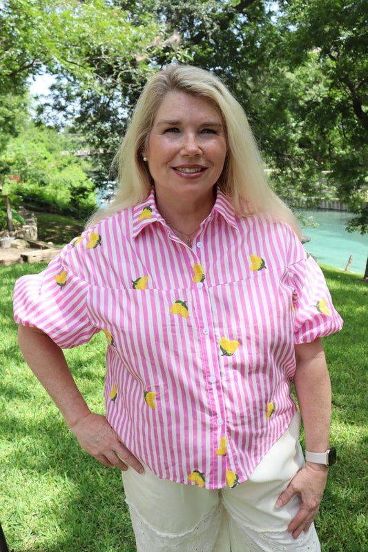 Pink Stripe Lemon Top