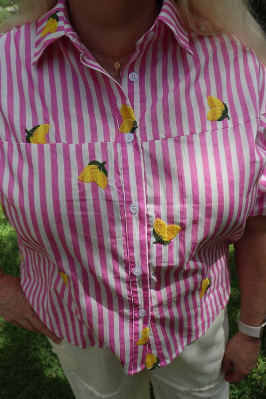 Pink Stripe Lemon Top