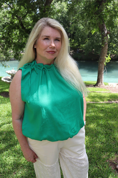Green Gathered Tank