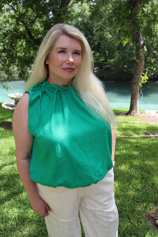 Green Gathered Tank