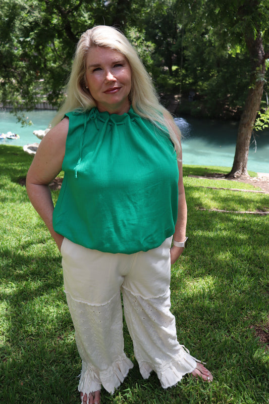 Green Gathered Tank