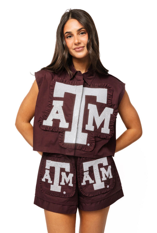 Queen of Sparkles Licensed Texas A&M Ruffle Mascot Patch Tank