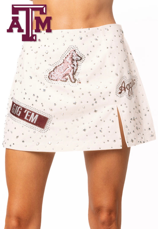 Queen of Sparkles Licensed Texas A&M Multi Rhinestone Scattered Logo Skirt